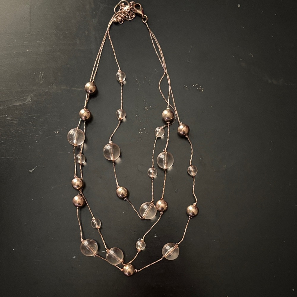 Elegant Gold and Clear Beaded Necklace